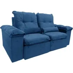 Sofa Arsenal 4 Lugares Retratil E Reclinavel 230cm Tecido Veludo Aifos Azul