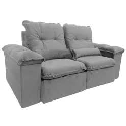 Sofa Arsenal 4 Lugares Retratil E Reclinavel 230cm Tecido Veludo Aifos Cinza