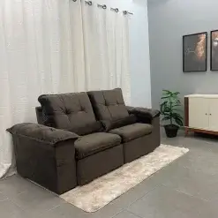 Sofa Arsenal 4 Lugares Retratil E Reclinavel 230cm Tecido Veludo Aifos Marrom Foto Real