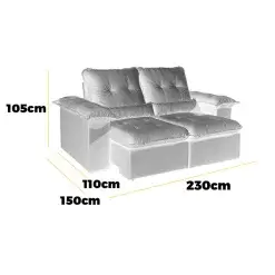 Sofa Arsenal 4 Lugares Retratil E Reclinavel 230cm Tecido Veludo Aifos Medidas