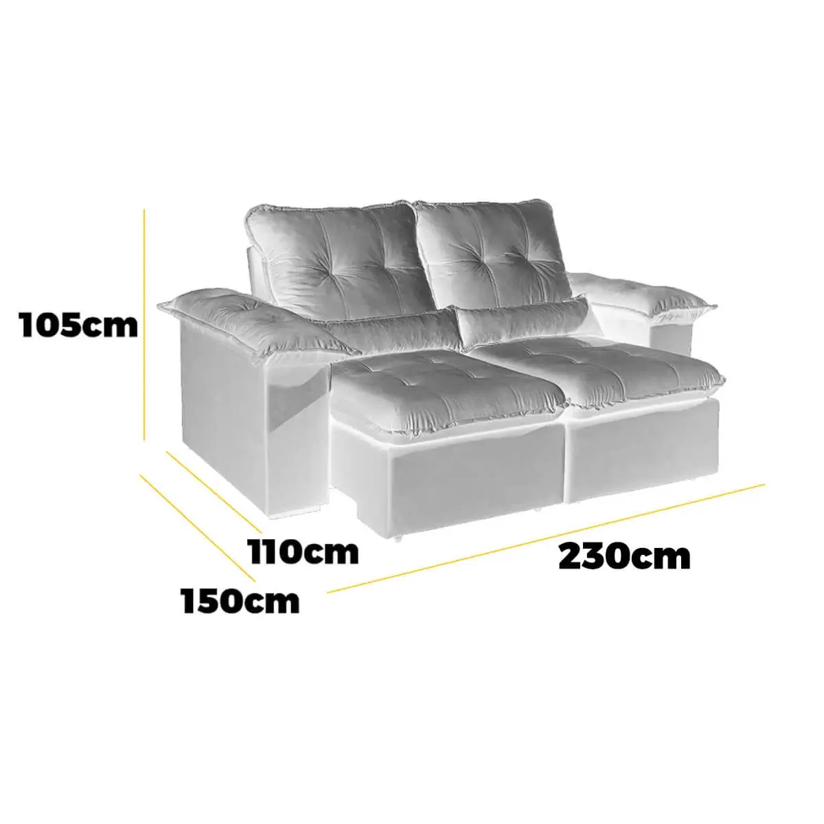 Sofa Arsenal 4 Lugares Retratil E Reclinavel 230cm Tecido Veludo Aifos Medidas