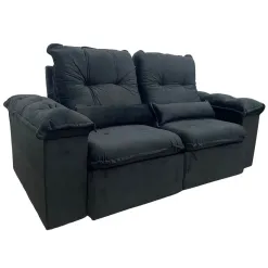Sofa Arsenal 4 Lugares Retratil E Reclinavel 230cm Tecido Veludo Aifos Preto