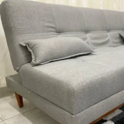 Sofa Cama Madrid 2 Lugares Com Encosto Reclinavel 180cm Tecido Linho Luxury Cinza Foto Real