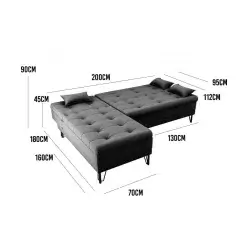 Sofa Cama Nice Com Chaise 3 Lugares Encosto Reclinavel 200cm Tecido Linho Matrix Medidas