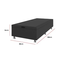 Base Box Com Bau Solteiro 36x88x188 Corino Medidas