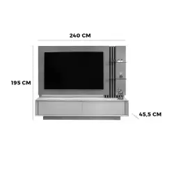 Estante Salone Para TV Ate 75 Polegadas Com LED 2 Portas DJ Bali Cedro Medidas
