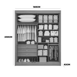 Guarda Roupa Athenas Ripado Solteiro 2 Portas 3 Gavetas D Doro Interno Medidas