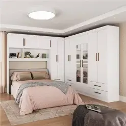 Guarda Roupa Modulado Carioca Hercules Casal 11 Portas 6 Gavetas E Espelho Branco