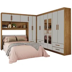 Guarda Roupa Modulado Carioca Hercules Casal 11 Portas 6 Gavetas E Espelho Cinamomo Off White