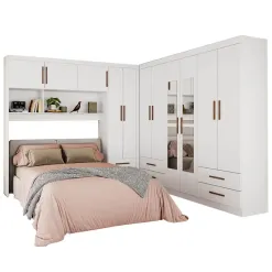 Guarda Roupa Modulado Carioca Hercules Casal 11 Portas 6 Gavetas E Espelho Cor Branco