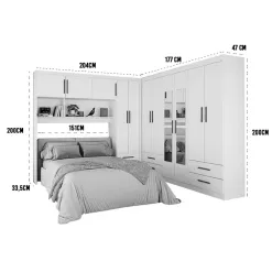 Guarda Roupa Modulado Carioca Hercules Casal 11 Portas E Espelho Medidas Totais