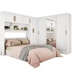 Guarda Roupa Modulado Carioca Santiago Casal 8 Portas 5 Gavetas E Espelho Branco
