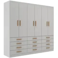 Guarda Roupa New Monaco Casal 6 Portas 12 Gavetas Evidencia Branco