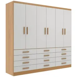 Guarda Roupa New Monaco Casal 6 Portas 12 Gavetas Evidencia Branco Cinamomo