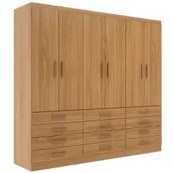 Guarda Roupa New Monaco Casal 6 Portas 12 Gavetas Evidencia Cinamomo