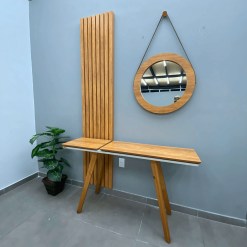 Kit Aparador E Espelho Decorativo Ibiza Redondo Tebarrot Foto Real