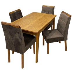 Mesa De Jantar Elegance 120x80 SEM Vidro 4 Cadeiras Nicole JCM Cinamomo Marrom