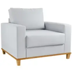 Poltrona Prada Com Almofada Solta Tecido Linho Viero Cor Cinza