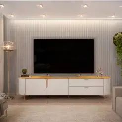 Rack Celine Para TV Ate 75 Polegadas 2 Portas 2 Gavetas