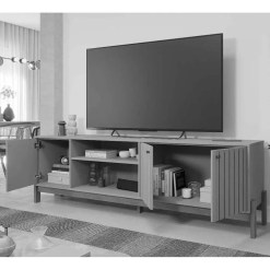 Rack Holanda Para TV Ate 70 Polegadas Ripado 3 Portas Permobili Interno