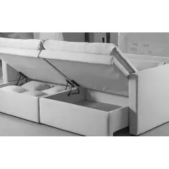 Sofa Ravena Retratil Com Bau E Almofadas Soltas 3 Lugares Tecido Linho 200cm Arpan Detalhe