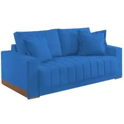 Sofa Vicam Buzios Com Almofadas Soltas 3 Lugares Tecido Linho 200cm Vicam Azul