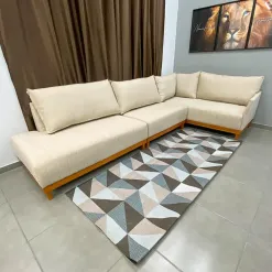 Sofa De Canto Eros Em Linho 7 Lugares Com Chaise Luxury Bege Foto Real
