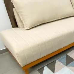 Sofa De Canto Eros Em Suede 7 Lugares Com Chaise Luxury Bege Detalhe