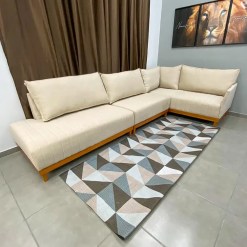 Sofa De Canto Eros Em Suede 7 Lugares Com Chaise Luxury Bege Foto Real