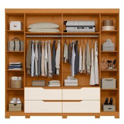Guarda Roupa Doble Casal Ripado 6 Portas 4 Gavetas Albatroz Interno
