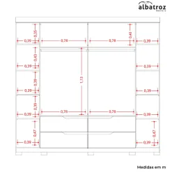Guarda Roupa Doble Casal Ripado 6 Portas 4 Gavetas Albatroz Medidas Internas