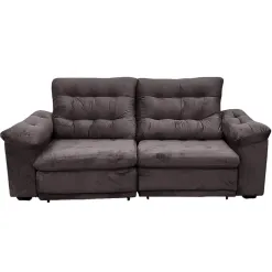 Sofa Alemanha 4 Lugares Retratil E Reclinavel 225cm Tecido Veludo Flash Marrom