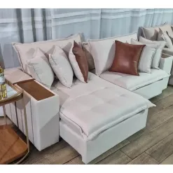 Sofa Cama Tebas 230cm 4 Lugares Retratil E Reclinavel Tecido Linho Innove Foto Real