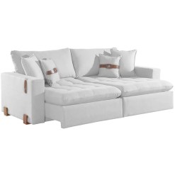 Sofa Cama Zeus 220cm 4 Lugares Retratil E Reclinavel Tecido Linho