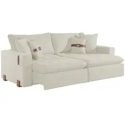 Sofa Cama Zeus 220cm 4 Lugares Retratil E Reclinavel Tecido Linho Innove Bege