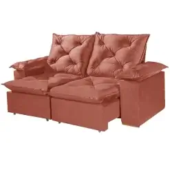 Sofa Porto Madero 3 Lugares Retratil E Reclinavel 200cm Tecido Veludo Imperial Decor Cobre
