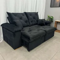 Sofa Porto Madero 3 Lugares Retratil E Reclinavel 200cm Tecido Veludo Imperial Decor Foto Real
