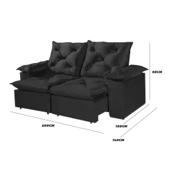 Sofa Porto Madero 3 Lugares Retratil E Reclinavel 200cm Tecido Veludo Imperial Decor Medidas