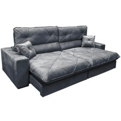 Sofa Victory 4 Lugares Retratil E Reclinavel 250cm Tecido Veludo Aifos Cinza