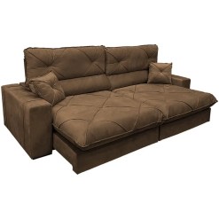Sofa Victory 4 Lugares Retratil E Reclinavel 250cm Tecido Veludo Aifos Marrom