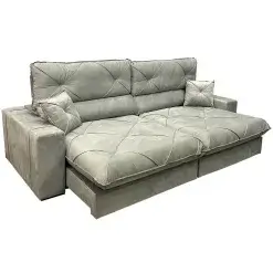 Sofa Victory 4 Lugares Retratil E Reclinavel 250cm Tecido Veludo Aifos Prata