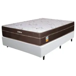 Base Box Com Colchao Lisboa Casal Molas Ensacadas Ecotec 56x188x138 Branco