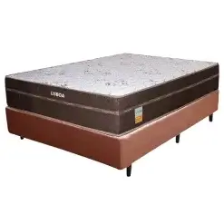 Base Box Com Colchao Lisboa Casal Molas Ensacadas Ecotec 56x188x138 Marrom