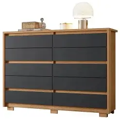 Comoda Duetto 10 Gavetas Albatroz Nature Titanium