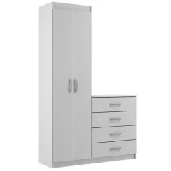 Comoda Larissa 4 Gavetas 2 Portas Evidencia Branco