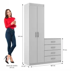Comoda Larissa 4 Gavetas 2 Portas Evidencia Medidas
