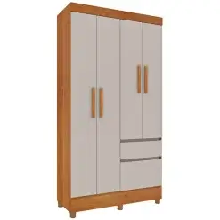 Guarda Roupa Oregon Solteiro 4 Portas 2 Gavetas Tcil Cinamomo Off White