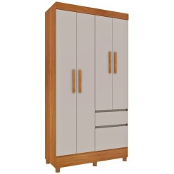 Guarda Roupa Oregon Solteiro 4 Portas 2 Gavetas Tcil Cinamomo Off White