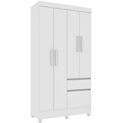 Guarda Roupa Oregon Solteiro 4 Portas 2 Gavetas Tcil Cor Neve