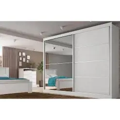 Guarda Roupa Verona Casal Com Espelho 2 Portas 4 Gavetas Europa Cor Branco